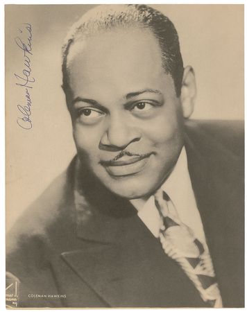 Lot #7217 Coleman Hawkins and Dizzy Gillespie Signed Program Photograph - Image 2