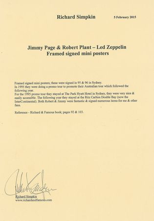 Lot #7140 Jimmy Page and Robert Plant Signed Mini Posters - Image 4