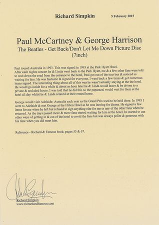 Lot #7014 Paul McCartney and George Harrison Signed Picture Disc - Image 3