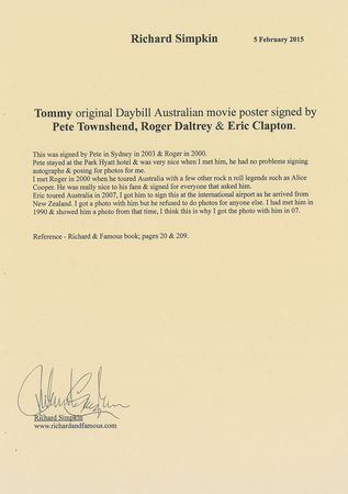 Lot #7249 The Who and Clapton Signed Tommy Poster - Image 2