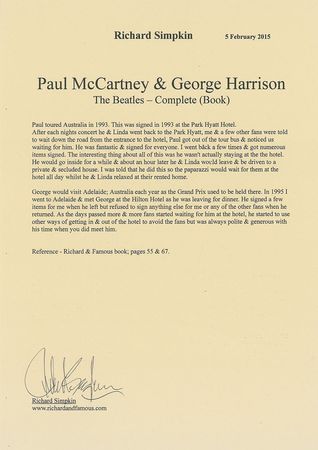 Lot #7027 Paul McCartney and George Harrison Signed Book - Image 4