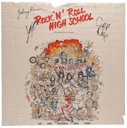Lot #7429 Ramones ?Rock ?n? Roll High School? Signed 45 RPM and Poster  - Image 1