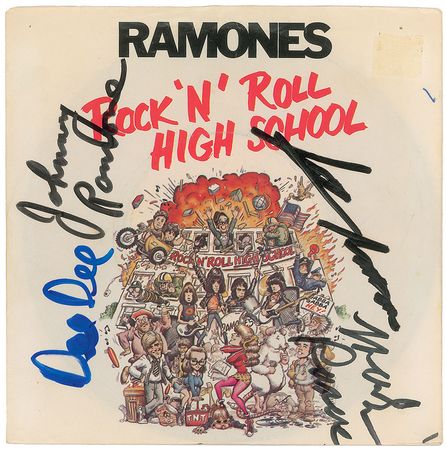 Lot #7429 Ramones ?Rock ?n? Roll High School? Signed 45 RPM and Poster  - Image 2