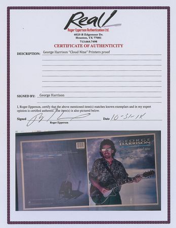 Lot #7017 George Harrison Signed Album Cover Proof - Image 3