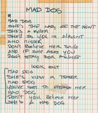 Lot #7309 KISS: Gene Simmons Handwritten Lyrics - Image 1