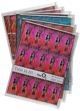 Lot #7158 Michael Jackson Set of Six Oversized Lenticular Ticket Sheets - Image 1