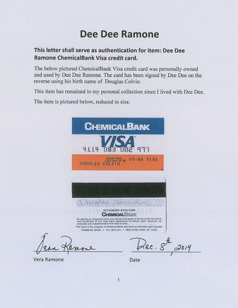 Lot #7503 Dee Dee Ramone?s Signed Credit Card - Image 3