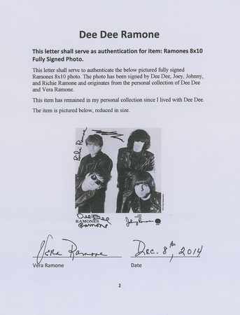 Lot #7501 The Ramones Signed Photograph - Image 2