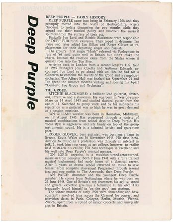 Lot #7291 Deep Purple Signed Program - Image 2