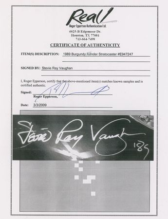 Lot #7328 Stevie Ray Vaughan Signed Guitar - Image 5