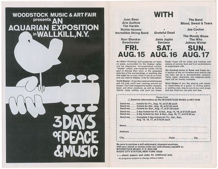 Lot #7275 The Who and Woodstock Fillmore East Program - Image 1