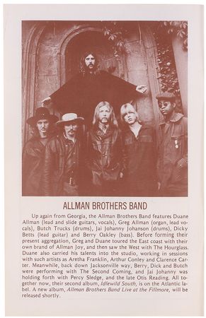 Lot #7270 The Allman Brothers Fillmore East Program - Image 3