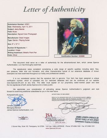 Lot #7127 Jerry Garcia Signed Photograph - Image 4