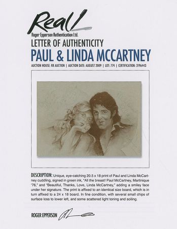 Lot #7024 Paul and Linda McCartney Signed Print - Image 3