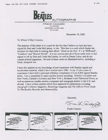 Lot #7026 Paul and Linda McCartney Signatures - Image 3