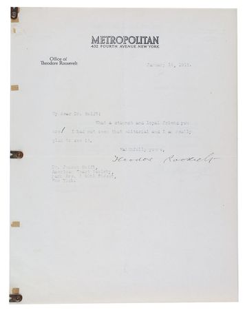 Lot #105 Theodore Roosevelt Typed Letter Signed - Image 1