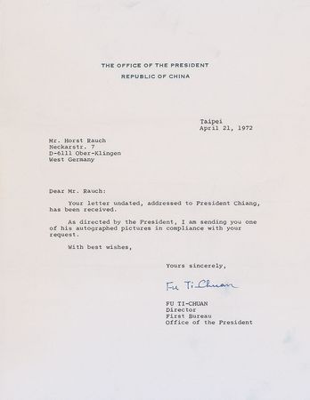 Lot #380 Chiang Kai-shek Signed Photograph - Image 2