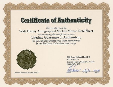Lot #635 Walt Disney Signature - Image 2