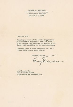 Lot #116 Harry S. Truman - Image 1