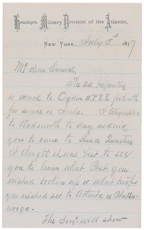 Lot #477 Winfield Scott Hancock Handwritten Letter Signed - Image 1