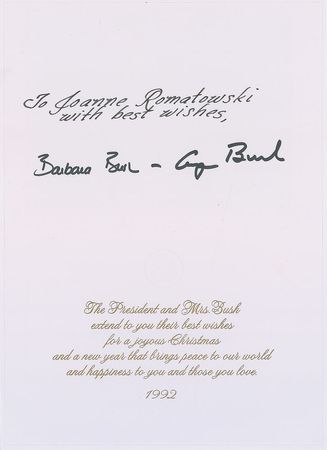 Lot #144 George and Barbara Bush Christmas Card - Image 1