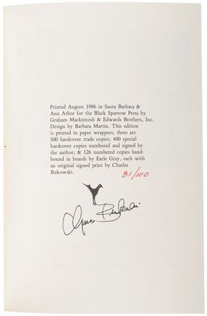 Lot #649 Charles Bukowski Book - Image 2