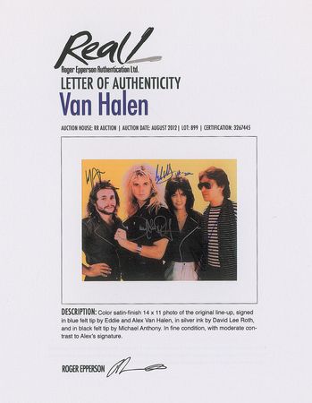 Lot #900 Van Halen Signed Photograph - Image 2