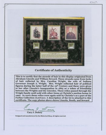 Lot #101 Abraham Lincoln and William H. Seward Hair - Image 4