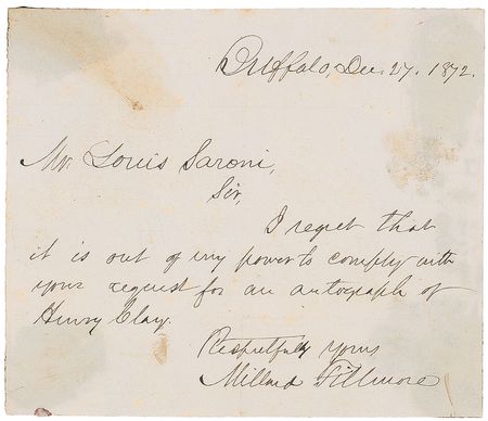 Lot #20 Millard Fillmore Handwritten Letter Signed