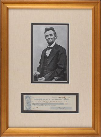 Lot #25 Abraham Lincoln: Rare 1859 check to