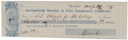 Lot #25 Abraham Lincoln: Rare 1859 check to Illinois College - Image 2
