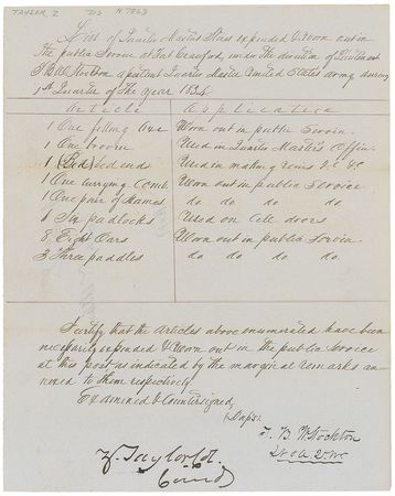 Lot #18 Zachary Taylor Signed Document