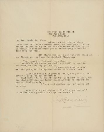 Lot #931 Harry Houdini: “I vanish 12 elephants per week, and twill be hard to continue, as they may get scarce” - Image 2