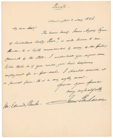 Lot #24 James Buchanan: Vouching for a constituent