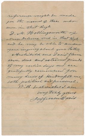 Lot #427 Jefferson Davis: The Confederate president laments the ?loss of my papers when my library in Misi. was pillaged by some of Gen?l Sherman?s troops? - Image 2