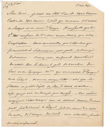 Lot #340 Napoleon: Napoleon seeks to resolve a discrepancy on troop numbers from Spain and Portugal - Image 1