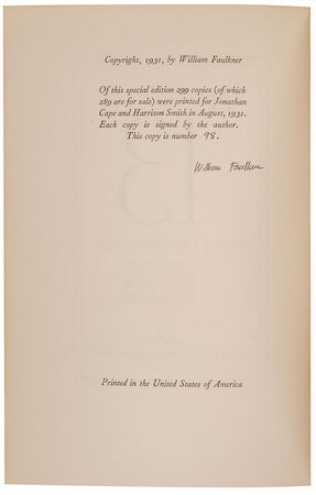 Lot #666 William Faulkner: Limited edition 1931 short story collection - Image 1