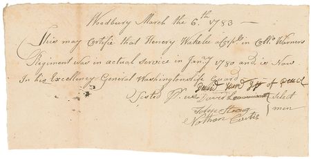 Lot #445 George Washington’s Life Guard: Uncommon 1783 documents for “his Excellency General Washingtons life guard” - Image 1