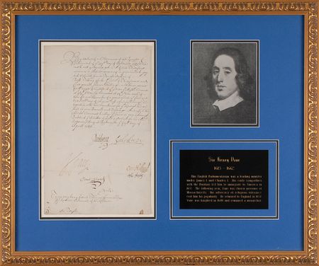 Lot #344 Henry Vane: Scarce 1643 pay order signed by the early Massachusetts colonial governor - Image 1