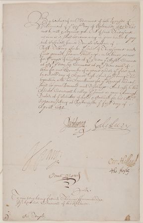 Lot #344 Henry Vane: Scarce 1643 pay order signed by the early Massachusetts colonial governor - Image 2