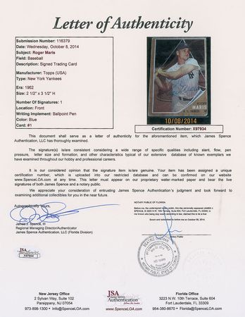 Lot #1032 Roger Maris Baseball Card - Image 2
