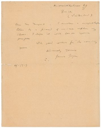 Lot #677 James Joyce: Lamenting literary censorship in Britain where he 