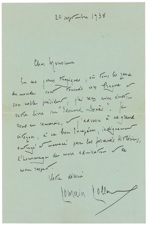 Lot #696 Romain Rolland Handwritten Letter Signed - Image 1