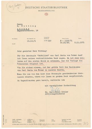 Lot #774 Carl Maria von Weber: Wonderful manuscript from the German Romantic - Image 3