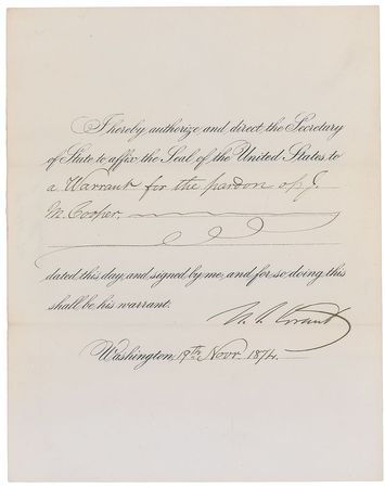Lot #37 U. S. Grant Signed Document