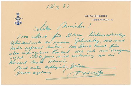 Lot #396 King Frederik IX of Denmark - Image 1