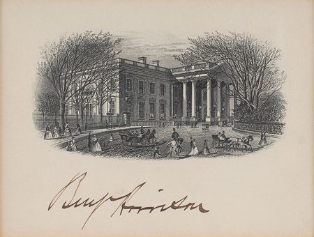 Lot #44 Benjamin Harrison White House Engraving - Image 1