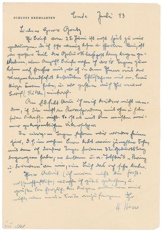 Lot #673 Hermann Hesse Handwritten Letter Signed - Image 1