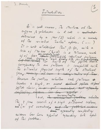 Lot #290 Jacques Monod: Uncommon draft for a Nobel Prize winner’s scientific text - Image 1