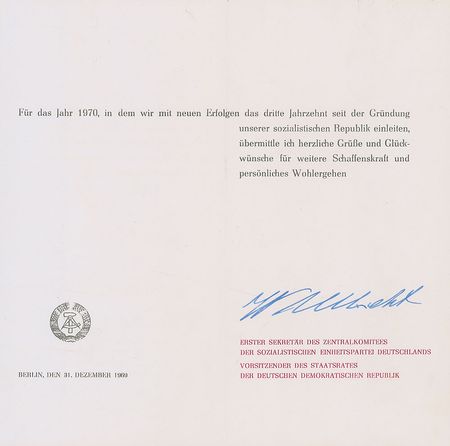 Lot #412 Walter Ulbricht New Years Card - Image 1